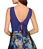 Aidan Mattox Sleeveless Tie Back Mix Media Floral Ballgown, Color:Blue/Yellow - Image 4