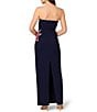 Aidan Mattox Strapless Beaded Floral Crepe Column Gown, Color:Navy - Image 2