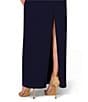 Aidan Mattox Strapless Beaded Floral Crepe Column Gown, Color:Navy - Image 4