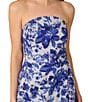Aidan Mattox Strapless Floral Print Jacquard Side Ruched Column Gown, Color:Rich Royal - Image 3
