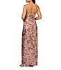 Aidan Mattox Strapless Metallic Print Jacquard Gown With Draped Bodice, Color:Beige - Image 2