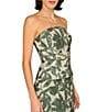 Aidan Mattox Strapless Peplum Print Jacquard Gown, Color:Greenslate - Image 3