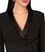 Aidan Mattox Stretch Crepe Shawl Collar Wide Leg Taffeta Bow Drape Jumpsuit, Color:Black - Image 3