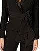 Aidan Mattox Stretch Crepe Shawl Collar Wide Leg Taffeta Bow Drape Jumpsuit, Color:Black - Image 4