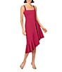 Aidan Mattox Stretch Crepe Square Neck Ruffle Asymmetrical A-Line Midi Dress, Color:Meritage - Image 1