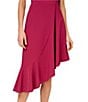 Aidan Mattox Stretch Crepe Square Neck Ruffle Asymmetrical A-Line Midi Dress, Color:Meritage - Image 4