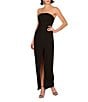 Aidan Mattox Stretch Crepe Strapless Beaded High Leg Sheath Gown, Color:Black - Image 1