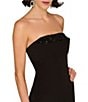 Aidan Mattox Stretch Crepe Strapless Beaded High Leg Sheath Gown, Color:Black - Image 3