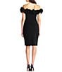Color:Black - Image 2 - Stretch Floral Ruffle Off-the-Shoulder Short Sleeve Sheath Dress