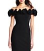 Color:Black - Image 3 - Stretch Floral Ruffle Off-the-Shoulder Short Sleeve Sheath Dress