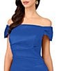 Aidan Mattox Stretch Mikado Off the Shoulder Short Sleeve Midi Dress, Color:Deep Ocean - Image 3