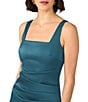 Aidan Mattox Stretch Mikado Square Neck Sheath Midi Dress, Color:Teal Frost - Image 3