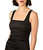 Aidan Mattox Stretch Mikado Square Neck Sheath Midi Dress, Color:Black - Image 3