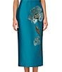 Aidan Mattox Stretch Mikado V-Neck Beaded Sheath Midi Dress, Color:Peacock - Image 4