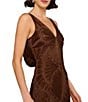 Aidan Mattox Vneck Sleeveless Beaded Mesh Drape Back Column Gown, Color:Espresso - Image 3