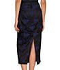 Aidan Mattox Woven Jacquard Off The Shoulder Neck Cap Sleeve Pleated Midi Sheath Dress, Color:Black/Blue - Image 4