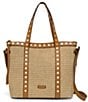 AIMEE Jagger Raffia Studded Tote Bag - Image 1