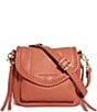 Color:Apricot - Image 1 - Gold Hardware All For Love Mini Flap Leather Crossbody Bag