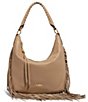 Color:Oat - Image 1 - Fringe Benefits Leather Hobo Bag