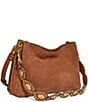 AIMEE Roma Suede Double Entry Crossbody Shoulder Bag, Color:Chestnut - Image 4