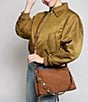 AIMEE Roma Suede Double Entry Crossbody Shoulder Bag, Color:Chestnut - Image 5