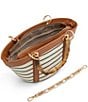 ALDO Avenue Striped Resort Bamboo Handle Chain Contrast Trim Satchel Bag, Color:Nautical - Image 2