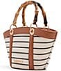 ALDO Avenue Striped Resort Bamboo Handle Chain Contrast Trim Satchel Bag, Color:Nautical - Image 3