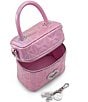 Color:Bright Pink - Image 3 - Barbie Vanity Iridescent Top Handle Crossbody Bag