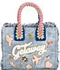ALDO Beach Getaway Denim Satchel Bag, Color:Denim - Image 1