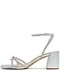 Color:Silver - Image 4 - Bouclette Rhinestone Bow Dress Sandals