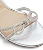 Color:Silver - Image 6 - Bouclette Rhinestone Bow Dress Sandals