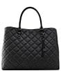 Color:Black - Image 1 - Chipper Quilted Laptop Crossbody Tote bag