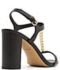 Color:Black - Image 3 - Clelia Leather Chain T-Strap Dress Sandals