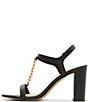 Color:Black - Image 4 - Clelia Leather Chain T-Strap Dress Sandals