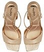 Color:Gold - Image 5 - Lettie Snake Embossed Ankle Strap Dress Sandals