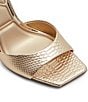 Color:Gold - Image 6 - Lettie Snake Embossed Ankle Strap Dress Sandals