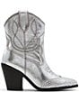 Color:Metallic Silver - Image 2 - Omaha Leather Studded Toe Western Booties