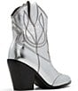 Color:Metallic Silver - Image 3 - Omaha Leather Studded Toe Western Booties