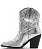Color:Metallic Silver - Image 4 - Omaha Leather Studded Toe Western Booties
