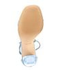 Color:Denim - Image 6 - Onardonia Denim Strappy Ankle Wrap Clear Lucite Heel Sandals