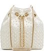 Color:White - Image 1 - Pearlilyx Pearl Embellished Drawstring Bucket Bag