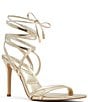 Color:Metallic Champagne - Image 1 - Phaedra Metallic Ankle Wrap Dress Sandals