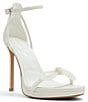 Color:White - Image 1 - Serene Pearl Bow Ankle Strap Dress Sandals