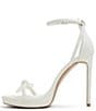 Color:White - Image 4 - Serene Pearl Bow Ankle Strap Dress Sandals