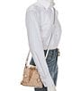 ALDO Sirenax Raffia Drawstring Shell Detail Contrast Trim Bucket Bag, Color:Natural - Image 4