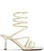 Color:Gold Embossed Snake - Image 2 - Twirly Metallic Snake Embossed Ankle Wrap Dress Sandals