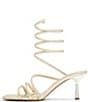 Color:Gold Embossed Snake - Image 4 - Twirly Metallic Snake Embossed Ankle Wrap Dress Sandals