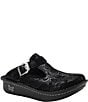 Alegria Classic Swirling Etched Leather Clogs - Image 1