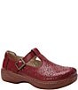 Alegria Odessa Perforated Leather T-Strap Rocker Bottom Clogs - Image 1