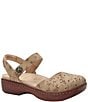 Alegria Opal Laser Cut Leather Ankle Strap Clogs - Image 1